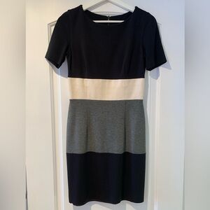 Judith & Charles Dress Black Ivory Grey Size 4 Color Block Made in Canada.